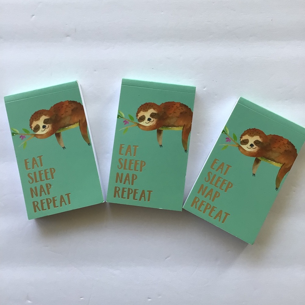 ECCOLO SLOTH NOTEPADS BUNDLE OF THREE NWT